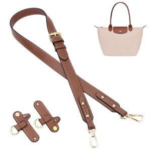POFIBO Schultergurt für Longchamp Leder + Leder Schulterriemen mit 2 Stück Schultergurtadapter + Verstellbar für Comfort