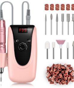 Madenia Nagelfräser Professional Akku 35000 U/Min für Acrylgel Gelnägel und Digitalanzeige, Rosenfarbe, Elektrische Nage