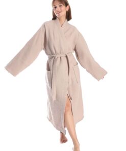 Reisebademantel für Damen und Herren aus 100% Baumwoll-Waffelstoff - weich, saugfähig und leicht - Spa-Qualität