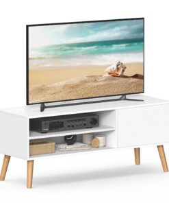 VASAGLE Fernsehschrank LTV120T46, weiß, für Wohnzimmer, 120 cm Lang, 55 Zoll Fernseher, Industrie-Design, Forest Steward