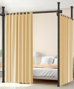 Raumteiler Paravent Gestell Schwarz ohne Bohrung für Wohnzimmer und Schlafzimmer, flexibel einstellbare Hängend Trennwan