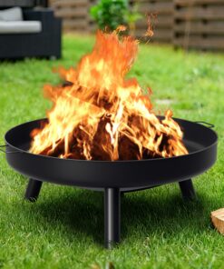 Feuerschale Feuerkorb Ø 80 cm mit 3 abnehmbaren Beinen Rostschutz Stahl für Garten Terrasse Grillen