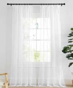 PONY DANCE Weisse Voile Gardinen Wohnzimmer Vorhänge OEKO-TEX SHEER CURTAINS Transparent 2er Set H 245 x B 140 cm Kräuse