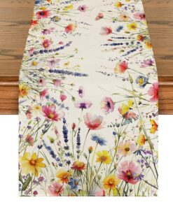 Tischläufer Rechteckig Hochzeit Dekoration Waschbar 33 x 183 cm Tischläufer Rechteckig Frische Botanische Muster Wasch