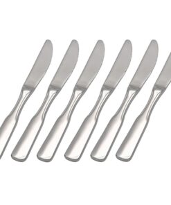 GRÄWE Edelstahl Dessertmesser Set, 6er Messer, poliert, spülmaschinengeeignet, Menümesser mit Wellenschliff - Serie Spat