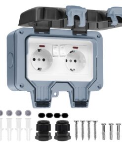 BSEED Außensteckdose Wasserdicht IP66 16A 2 Fach Kontrollleuchte für Garten und Feuchtraum