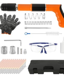 Manuelle Nagelpistole mit 200 Runden Nägeln Schalldämpfer Nagelpistole für Stahl & Beton (Orange) Nagelpistole mit Sch