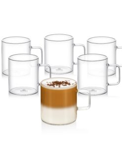 Wilmax Teegläser & Kaffeegläser mit Henkel für Heiß- und Kaltgetränke 6er-Set 300 ml Spülmaschinenfest Gläser Kaffeebech