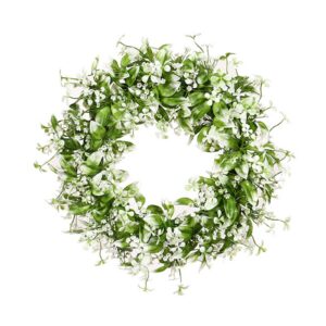 Künstlicher Gypsophila Kranz 40cm für Haustür Party FestivalGrün und Weiß