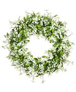 Künstlicher Gypsophila Kranz 40cm für Haustür Party FestivalGrün und Weiß
