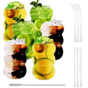 LOPYXBR Latte Macchiato Gläser 500ml für Eiskaffee undSmoothies mit Strohhalm und Transparent Design