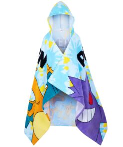 Pokémon Pikachu Badeponcho Kinder 6-14 Jahre Kuschelig Saugstark mit Kapuze Blau