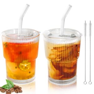 Mozvvco 400 ML Gläserbecher mit Deckel und Strohhalm, Luftdicht Wasserdichte Trinkbecher, prima Choice für Cappuccino un