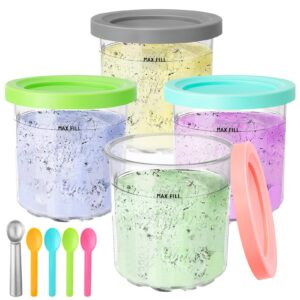 Xialvyu 4 Stück Creami Behälter für Ninja Ice Cream Maker NC300EU NC299AMZ Serie mit 5 Löffeln Eismaschine Zubehör Eiskr