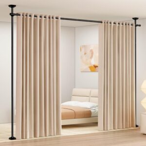 WELDUN Freistehend Raumtrenner Paravent ohne Vorhang Schwarz 227-312cm H 71-178cm Benuziert im Wohnzimmer, Schlafzimmer