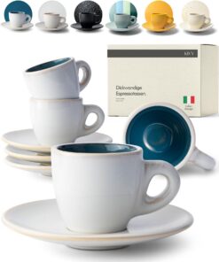 KIVY Espressotassen Set - Dickwandiges Steingut - Espresso Tassen für Muffineure - KIVY Handgefertigte Espressotassen -