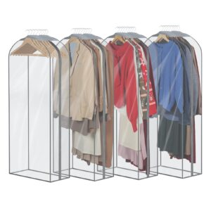 Syeeiex 4 x Atmungsaktive Anzugtasche Lang I 127 x 60 x 25 cm I Transparent Anzugtasche für Reisen mit Reißverschluss