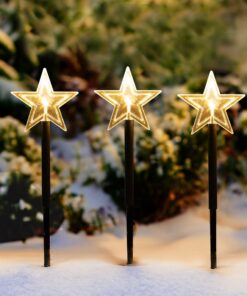 Spetebo LED Garten Leuchtstäbe Stern - Batterie & Timer - für Garten & Balkon - Weihnachtsdekoration - 35 cm - 5er Set