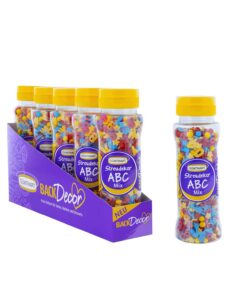 BackDecor ABC-Mix in knalligen Farben: blau, gelb und rot für Schulanfang oder Kindergeburtstag - 5 Dosen x 95g