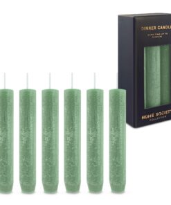 Grüne Stabkerzen 6er Set - bis zu 8 h Brenndauer & palmölfrei -für Adventskranz & Weihnachten