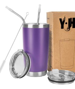 Y·J&H Edelstahl Doppelwandig Vacuum Isolierter Autobecher - Lila