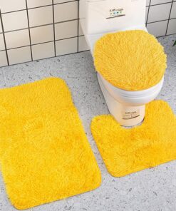 Reyox Badvorleger Set weiche mikrofaser Flauschig für WC Gelb 3 STK