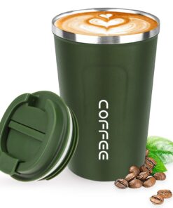ERBO Thermobecher für Unterwegs Auslaufsicher Kaffeereste Bewahrung Edelstahl Grün 380ml