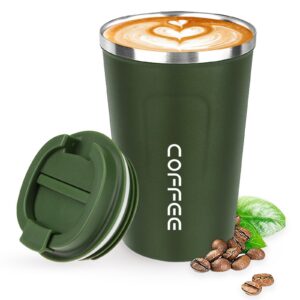 ERBO Thermobecher für Unterwegs Auslaufsicher Kaffeereste Bewahrung Edelstahl Grün 380ml