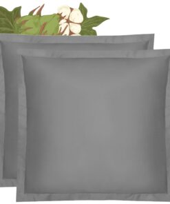Mako Satin Kissenbezug 2er Set 80x80cm, 100% Bio Baumwolle OEKO-TEX STANDARD 100 Fairtrade International grau