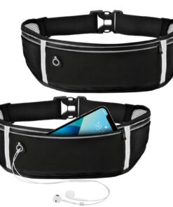 WuGU 2-Stück Wasserdichte Lauftasche mit Nacht Reflexband und Kopfhöreranschluss für Marathon und Abendgänger