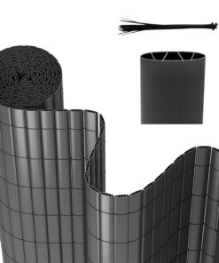 PVC Sichtschutzmatte Anthrazit 80 x 500 cm, Wasserdicht Balkon Windschutz, Verstärkte W-Struktur, Kabelbindern befestigb