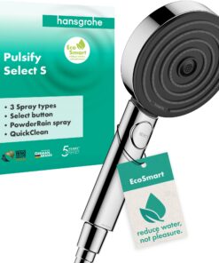 Hansgrohe Pulsify Select S Wassersparender Duschkopf 6,9 l/min (EcoSmart), 3 Strahlarten, Antikalk-Funktion, Chrom, 2410