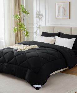 WAVVE Warme Bettdecke 140x200cm Schwarz WAVVE Steppdecke Winter 140x200cm Schwarz WAVVE Weiche Steppbettdecke 140x200cm
