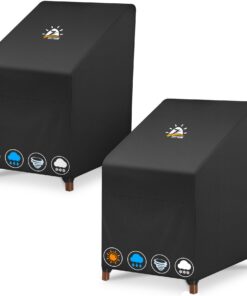 Zettum Abdeckhauben für Stapelstühle – 600D Oxford‑PU, wasserdicht & winterfest, Anti‑UV Schutzhülle 71×91×80/120 cm (2e