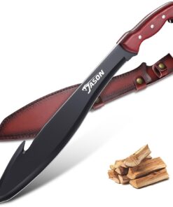 JASON Machete Survival Großes Outdoor Messer Feststehend mit Holzgriff für Outdoor Aktivitäten JASON Machete Survival Gr