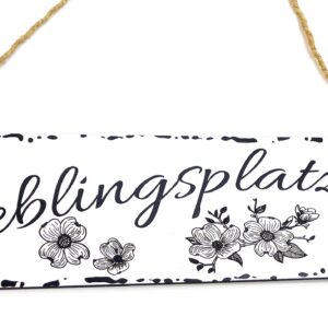 Lieblingsplatz Wetterfestes Shabby-Chic Gravur-Schild Hängeschild - Weiß 28 cm