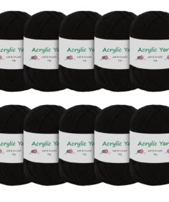 Baumwoll Häkelgarn 500g Schwarz für Socken, Mützen und Schals (Nadelstärke 3,0-4,0 mm)