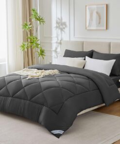 WAVVE Winterdecke 135x200 cm Warm Steppdecke 450gsm Mikrofaser Weich Kuschelig Grau