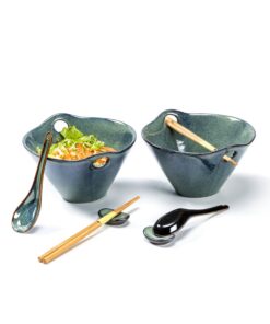 Set Ramen Bowl mit Essstäbchen für Asiatisches Essen und Japanese Inspiration für 2 Personen | Keramische Ramen Schüsse