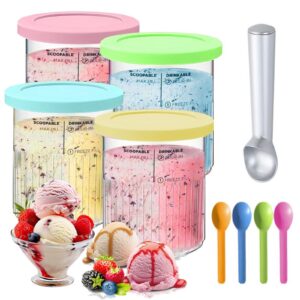 Lofez Ersatz für Ninja Creami Deluxe Behälter - 4 Stück 680ml Behälter mit Deckel | BPA-frei, Spülmaschinenfest, Auslauf