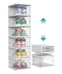 SONGMICS Schuhschrank für großer Schuhe bis Größe 46, traegbar und faltbar, ideal für Reisen und Speicherung, 1-Min-Mont