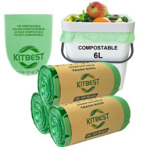 KITBEST 150 Biomüllbeutel Kompostierbare Müllbeutel 6L, für Küchenkompostierung und Lebensmittelabfall, biologisch abbau