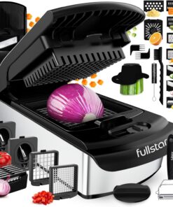 Fullstar Gemüseschneider 14-in-1 PRO Edelstahl - Julienne Würfelschneider Mandoline für Gurken Zwiebeln Kartoffeln