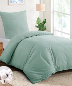 Aisbo Oeko-TEX Grüne Baumwollbettwäsche Set 155x220 mit Kissenbezug 80x80 cm - Ideal für sensible Haut und Comfort im Sc
