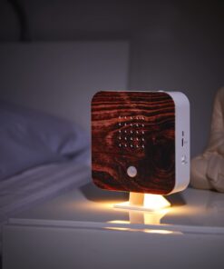 Northpoint Natur Soundbox - Vogelgesang mit Bewegungsmelder, wiederaufladbare Lichtbox, Quadrat, geflammtes Holz