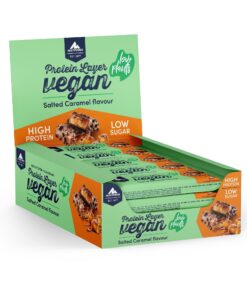 Multipower Vegan Protein Layer Salted Caramel Bar – Eiweißriegel für Fitnessluftsportler – 15 x 55g – veganes, kaloriena