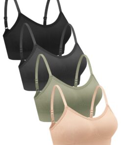 Geyoga dunkle Farbe Sports Bras Damen Set Bustier Gepolstert BH mit Dünnen Trägern Bequem Ohne Bügel | Geyoga 4 Stück S
