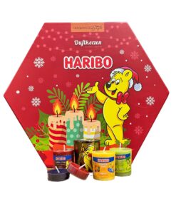 Haribo Adventskalender mit Votives Kerzen & Teelichtern | Exklusive Duftauswahl für Winter & Sommer | Siegesschlag-Gesch