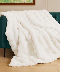 Schmeichelnde Bettdecke Beige 130x150 cm Warm und Kuschelig für Relaxen und Schlafen | Flauschige Sofadecke Beige 130x1