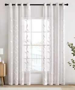 EMEMA White Transparent Voile Curtain Set für Modernes Schlafzimmer Wohnzimmer 2er Set Jeder H 160 X B 140 cm